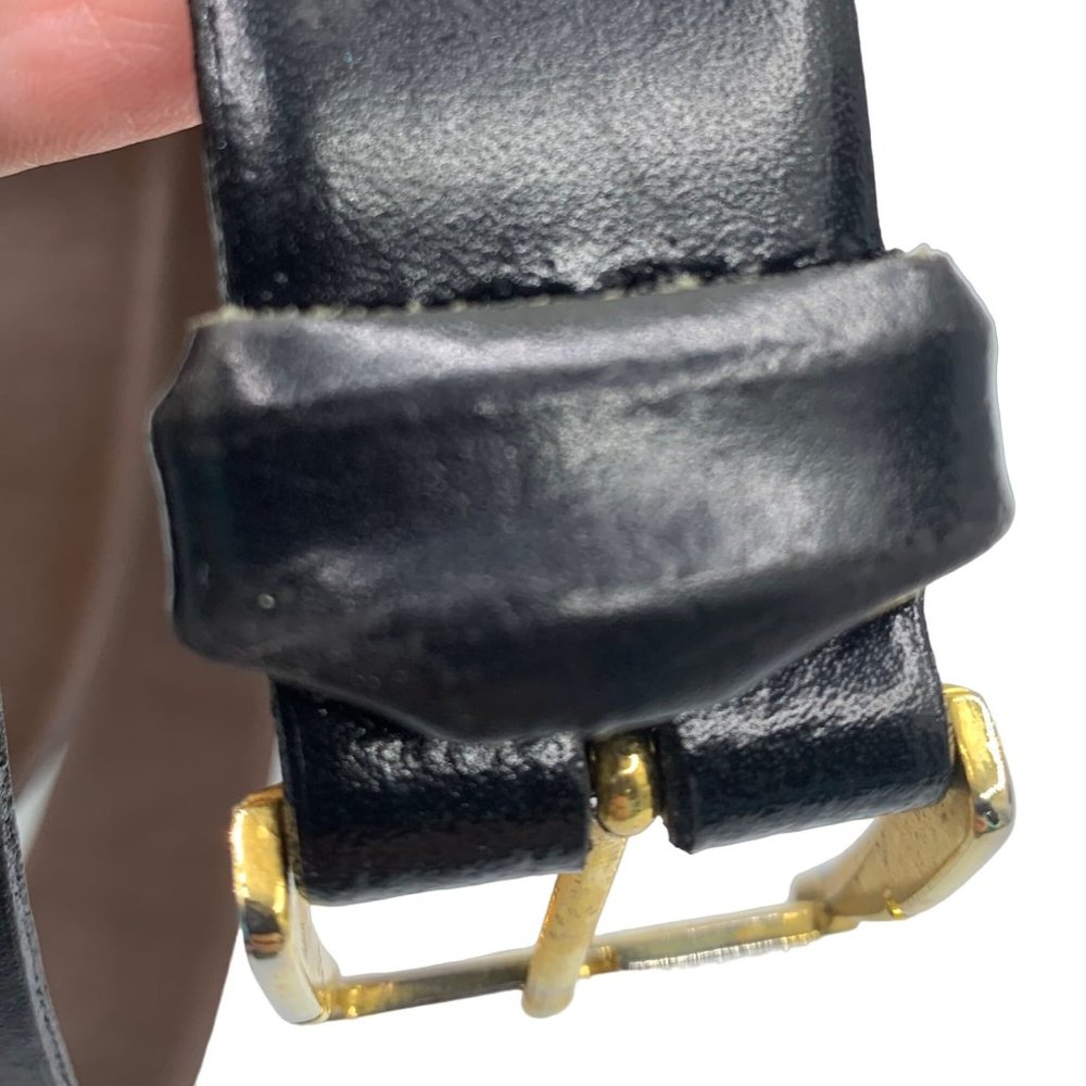 Christian Dior Belt Black Split Leather Gold Tone Buckle Size 36 - Picture 8 of 9